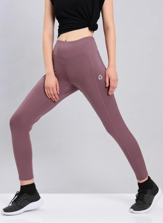 Technosport Women Solid Slim Fit Sports Tights with ELASTO LITE